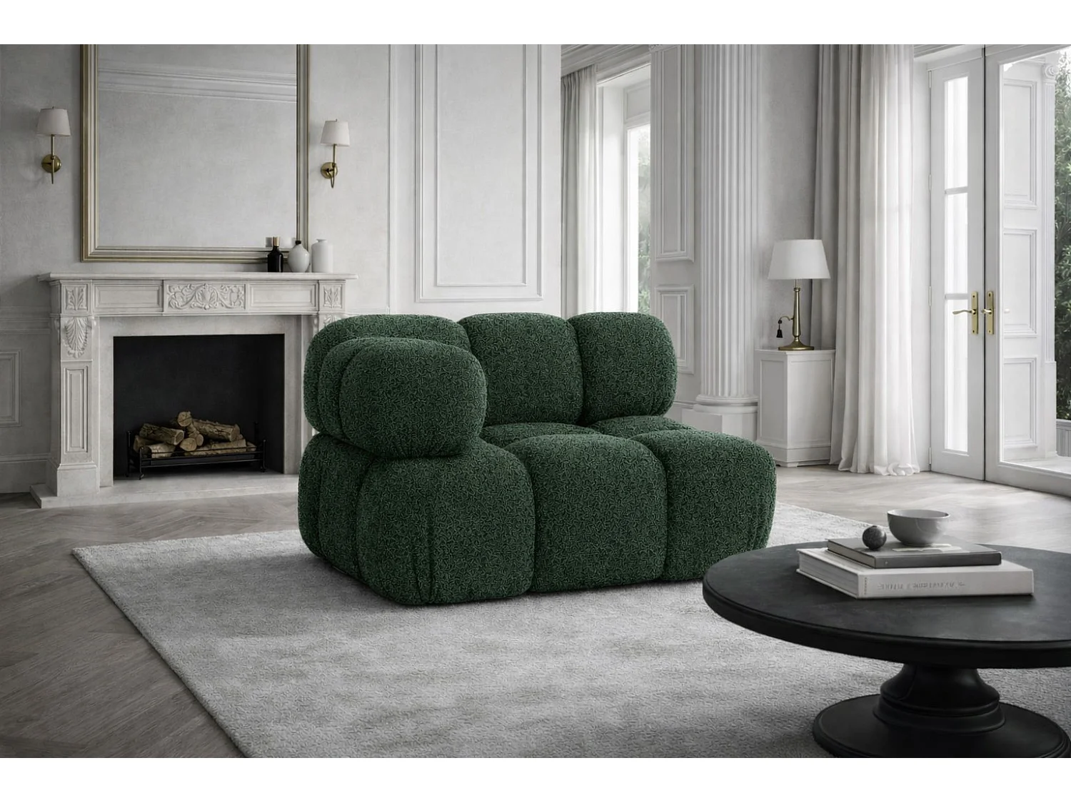 Hoekmodule modern voor modulair systeem, stof Abriamo, Donkergroen, Selia