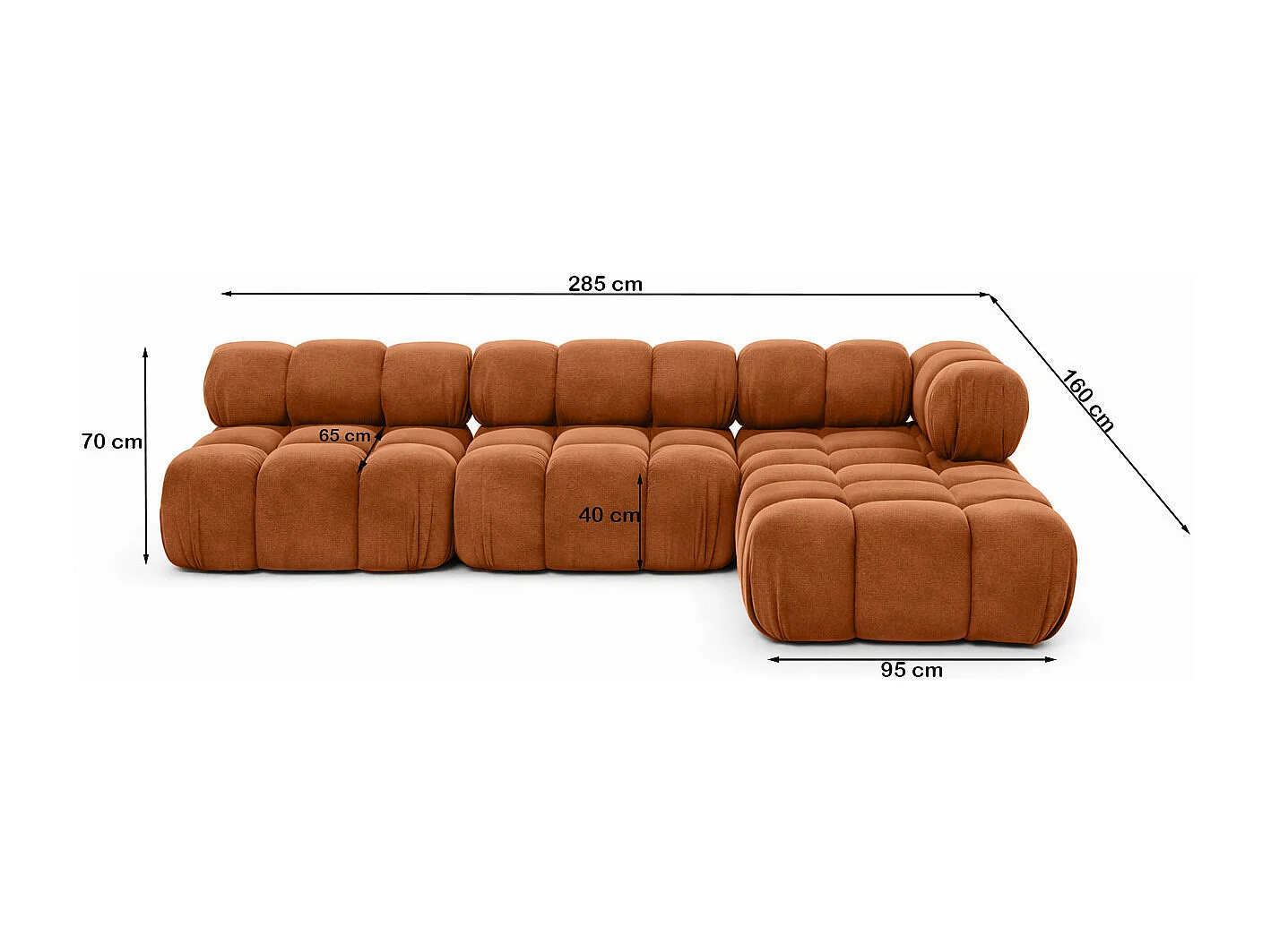 Ecksofa Modulare L-Form, Veloursstoff Salvador, Braun, Rechts, Selia