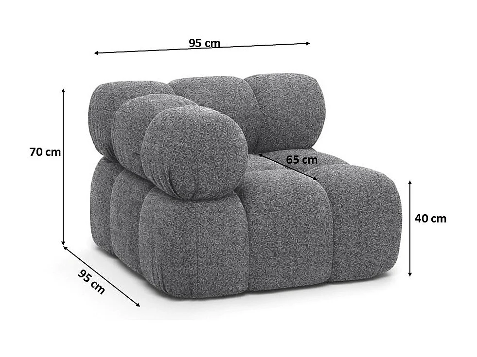 Hoekmodule modern voor modulair systeem, stof Abriamo, Donkergrijs, Selia