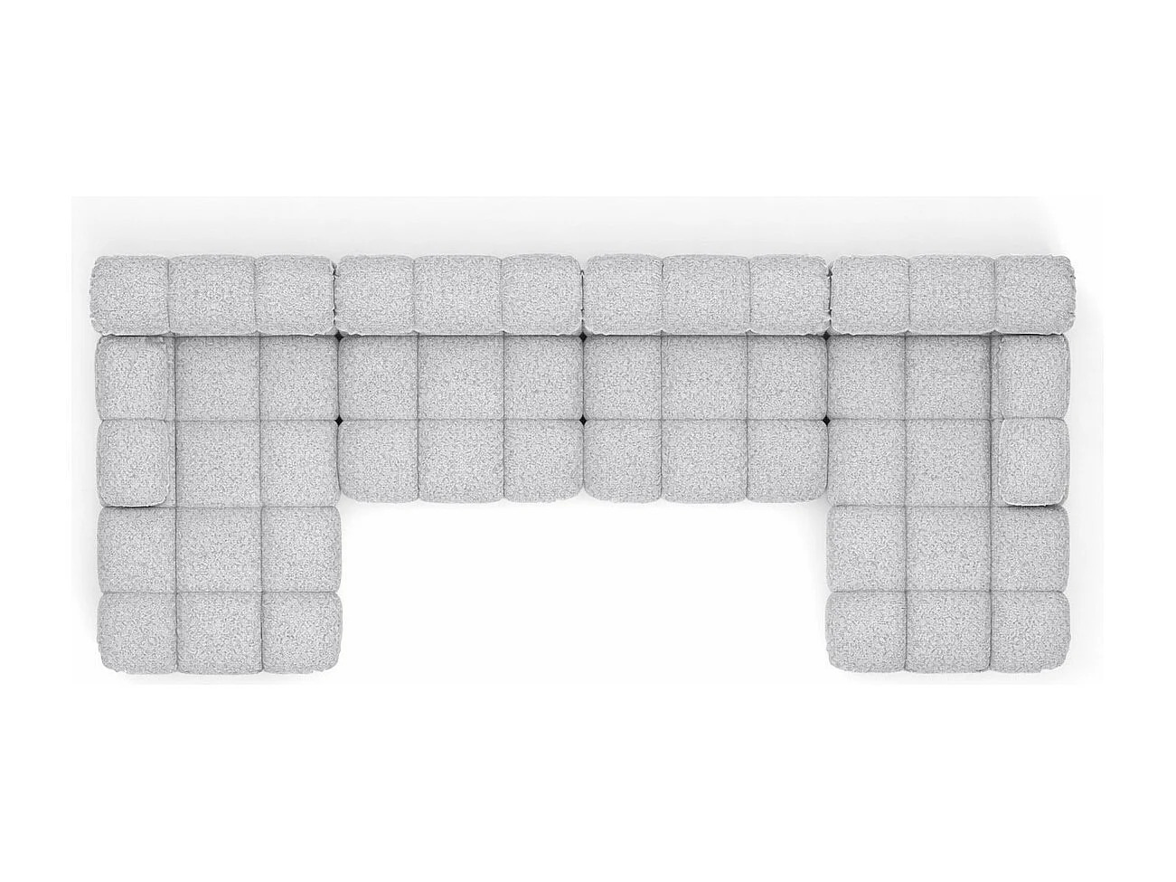 Narożnik modułowy w kształcie U XL, tkanina bukla Abriamo, Jasnoszary, Selia U XL