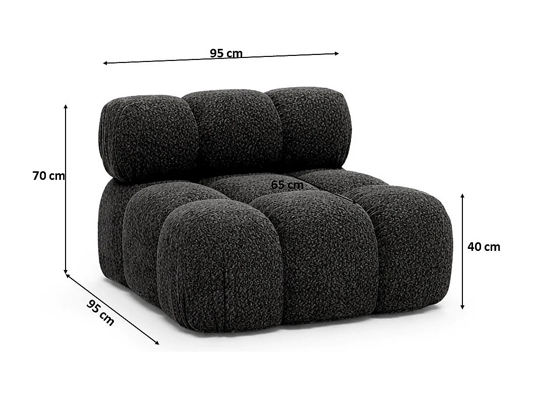 Module midden vrijstaand modern voor een modulair systeem, stof Abriamo, Grafiet, Selia