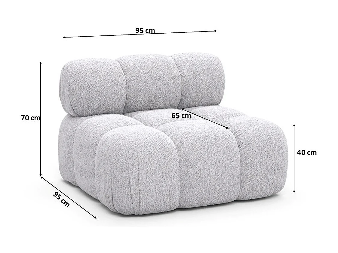 Module midden vrijstaand modern voor een modulair systeem, stof Abriamo, Lichtgrijs, Selia