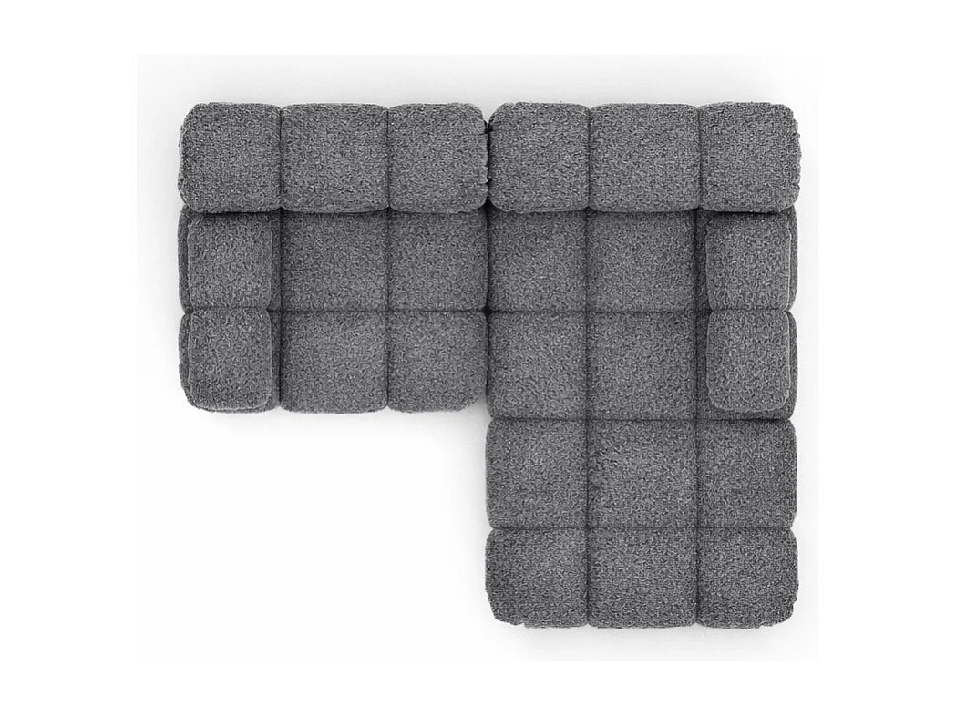 Divano angolare modulare a L Mini, tessuto bouclé Abriamo, Grigio scuro, Destro, Selia