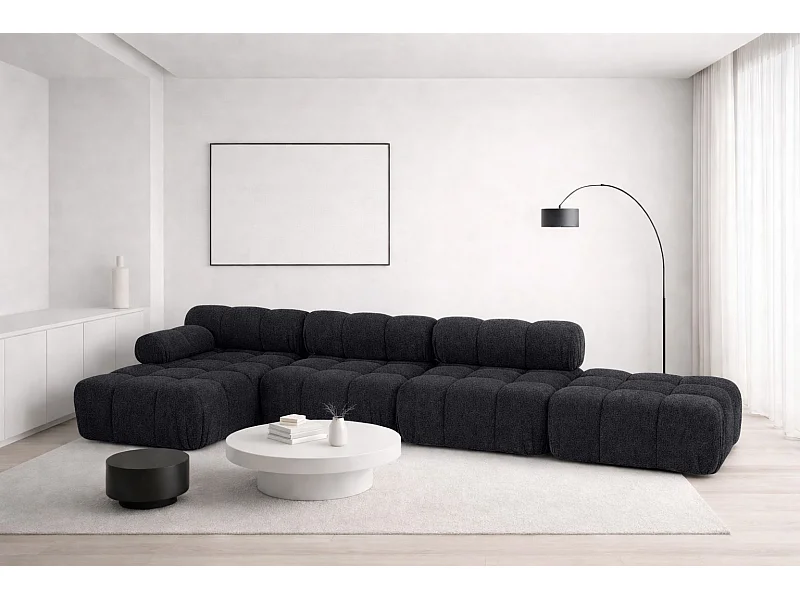 Ecksofa L-Form XL, Stoff Bouclé Abriamo, Graphit, Links, Selia L XL