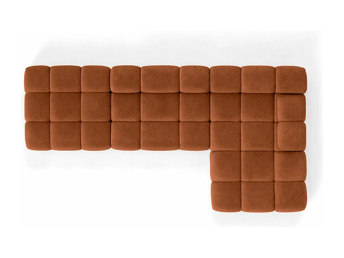 Ecksofa modular mit Hocker, Sofa L-Form, Veloursstoff Salvador, Braun, Rechts, Selia
