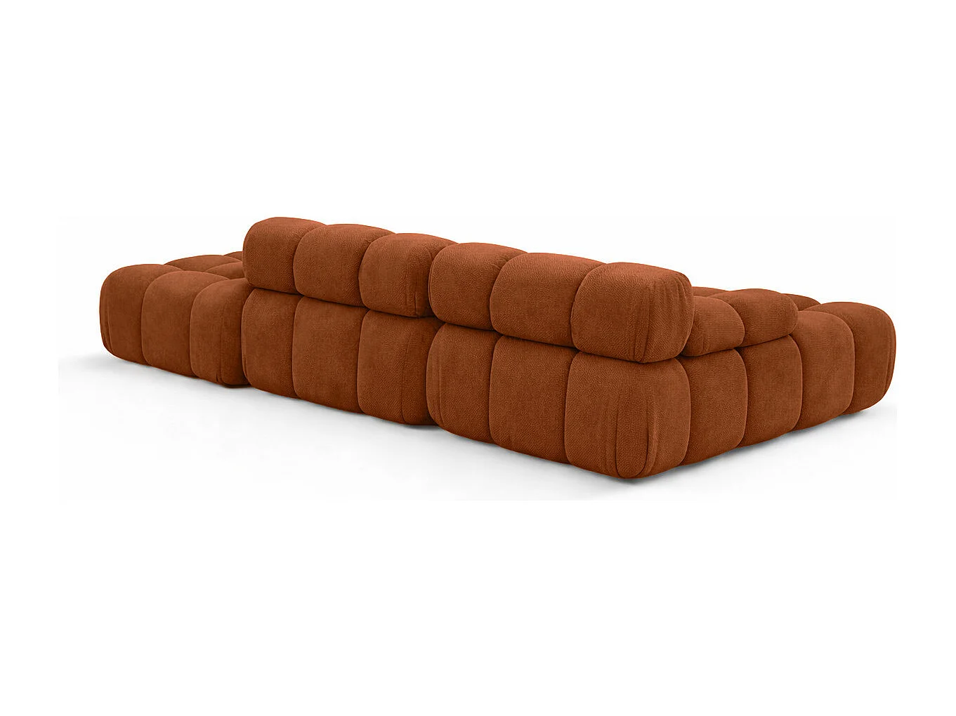 Ecksofa modular mit Hocker, Sofa L-Form, Veloursstoff Salvador, Braun, Rechts, Selia