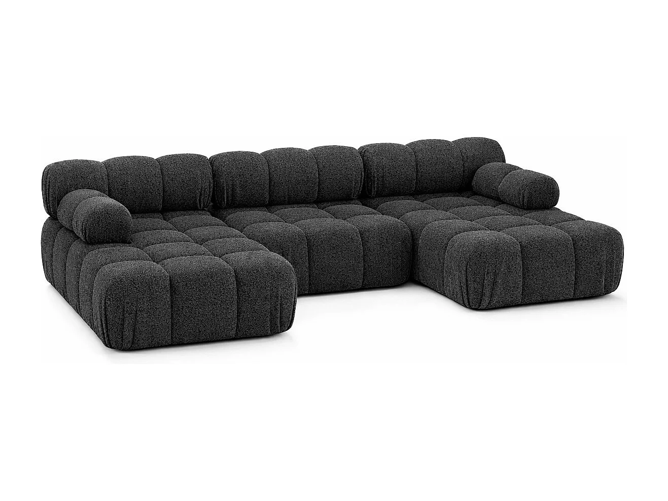 Ecksofa U-Form, Stoff Bouclé Abriamo, Graphit, Selia U