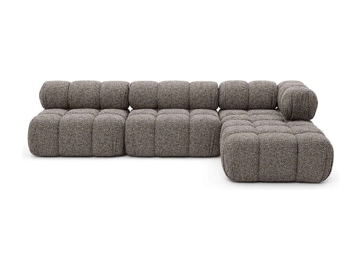 Ecksofa Modulare L-Form, Bouclé-Stoff Abriamo, Braun, Rechts, Selia