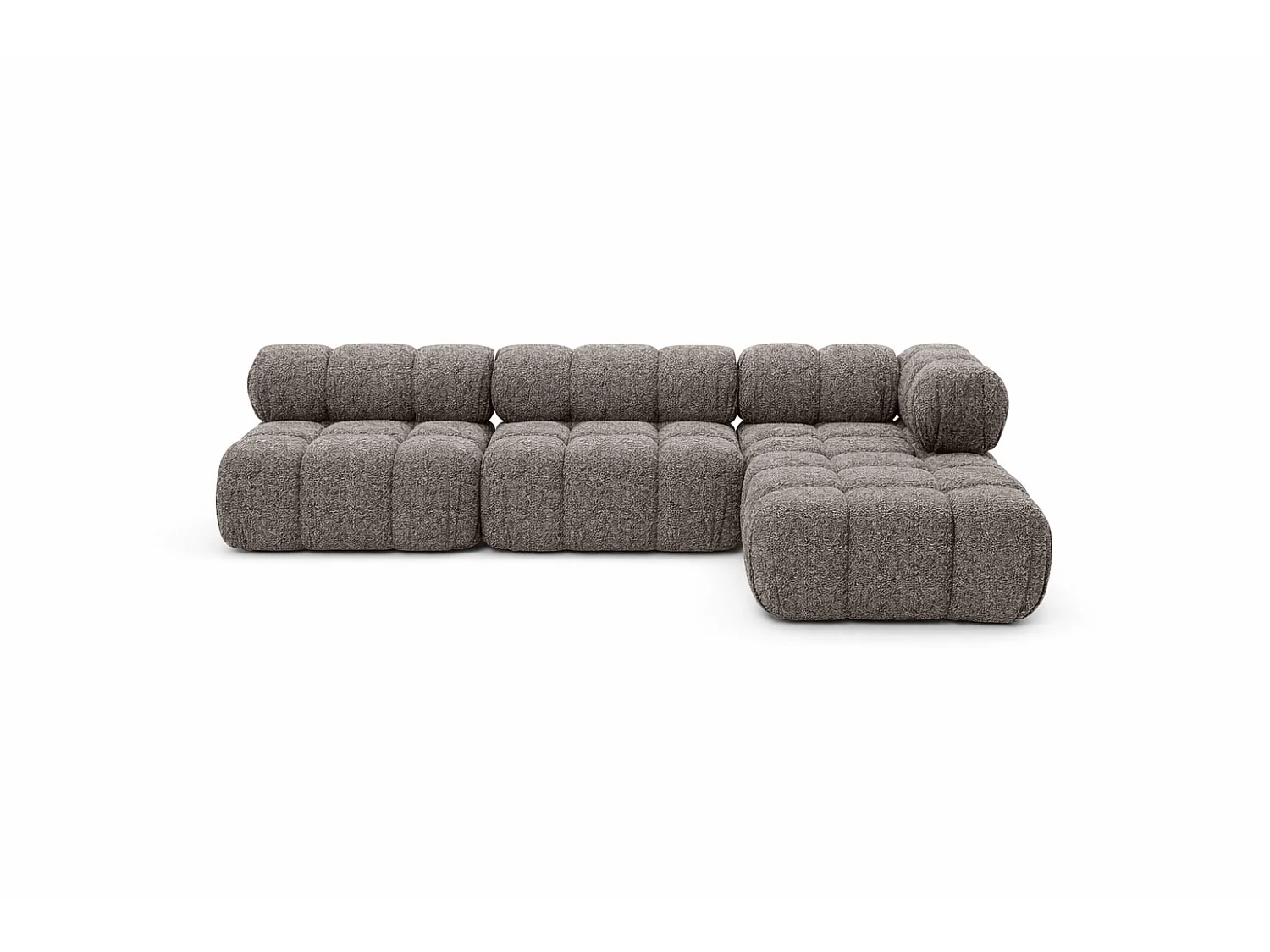 Canapé d’angle modulaire en L, tissu bouclé Abriamo, Marron, Droite, Selia