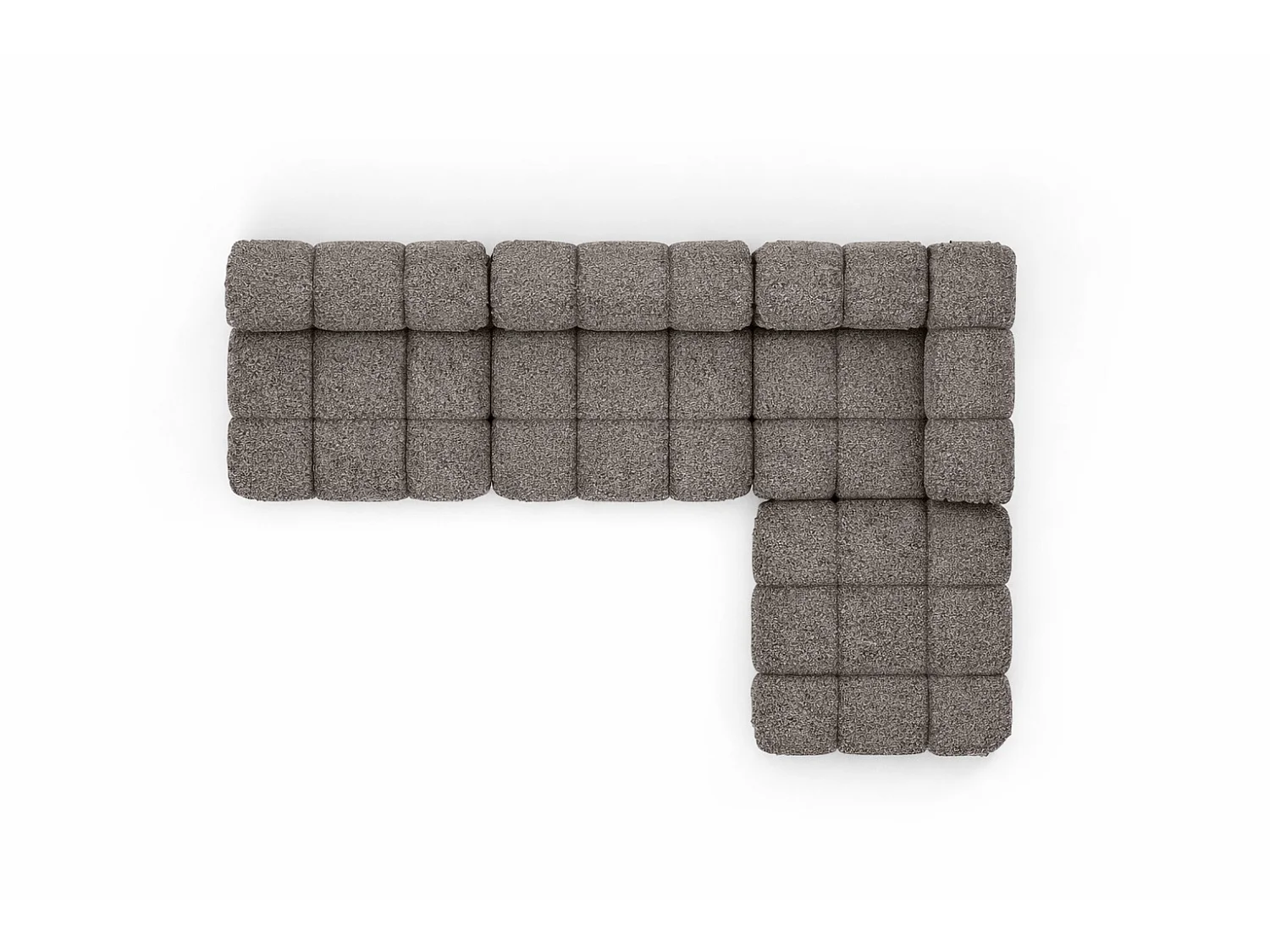 Canapé d’angle modulaire en L, tissu bouclé Abriamo, Marron, Droite, Selia