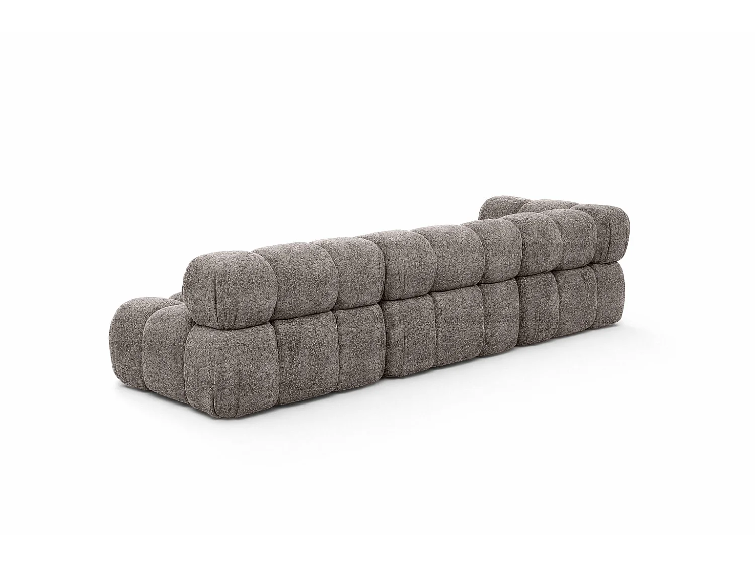 Canapé d’angle modulaire en L, tissu bouclé Abriamo, Marron, Droite, Selia