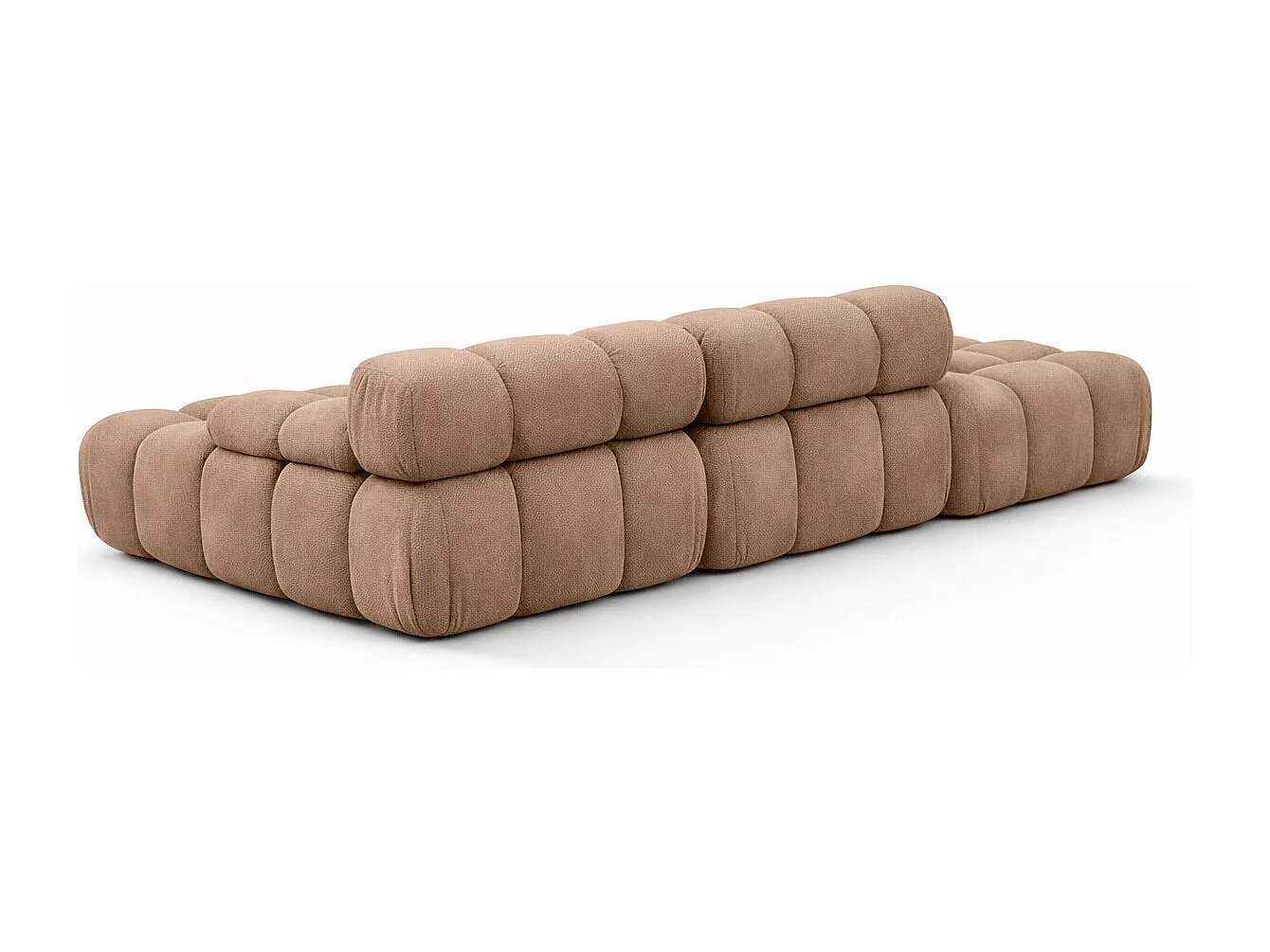 Ecksofa modular mit Hocker, Sofa L-Form, Veloursstoff Salvador, Dunkelbeige, Links, Selia