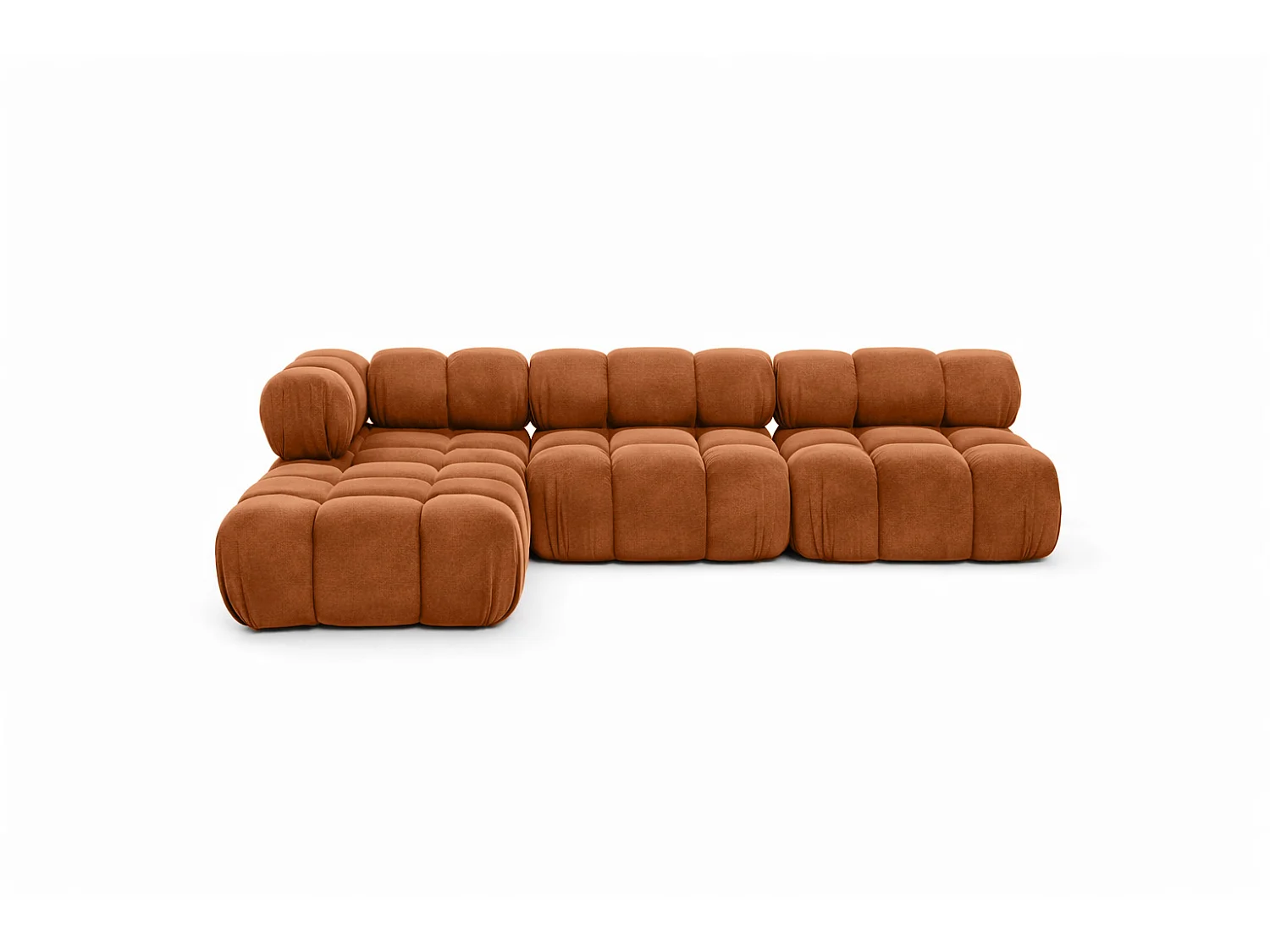 Canapé d’angle modulaire en L, tissu velours Salvador, Marron, Gauche, Selia