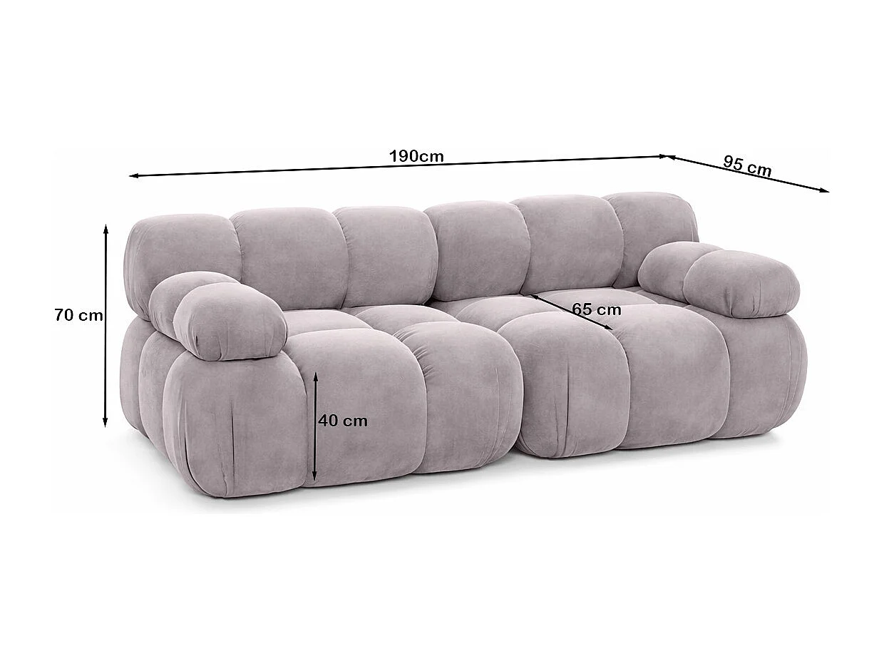 Bank, 2-zits modulair, veloursstof Salvador, grijs, Selia