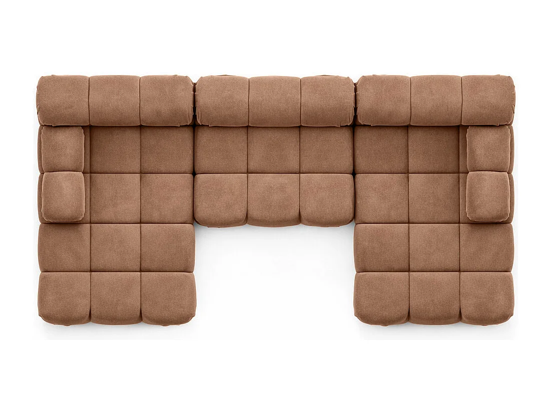 Divano angolare a U, tessuto velluto Salvador, Beige scuro, Selia U