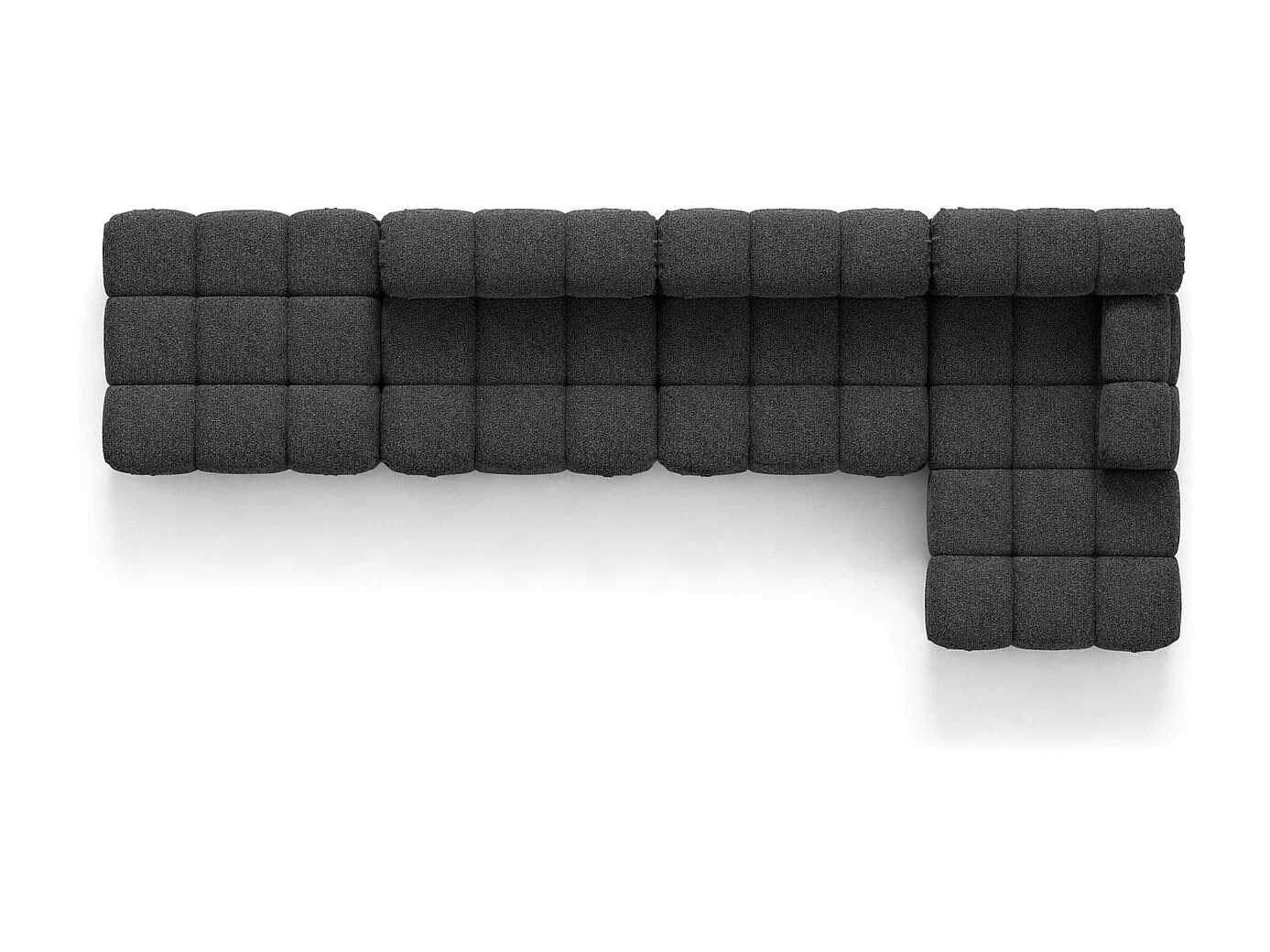 Narożnik modułowy w kształcie L, tkanina bukla Abriamo, Grafitowy, Prawy, Selia L XL