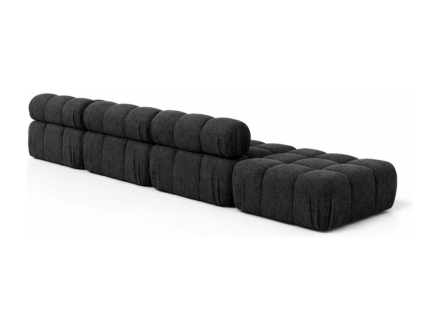 Narożnik modułowy w kształcie L, tkanina bukla Abriamo, Grafitowy, Prawy, Selia L XL