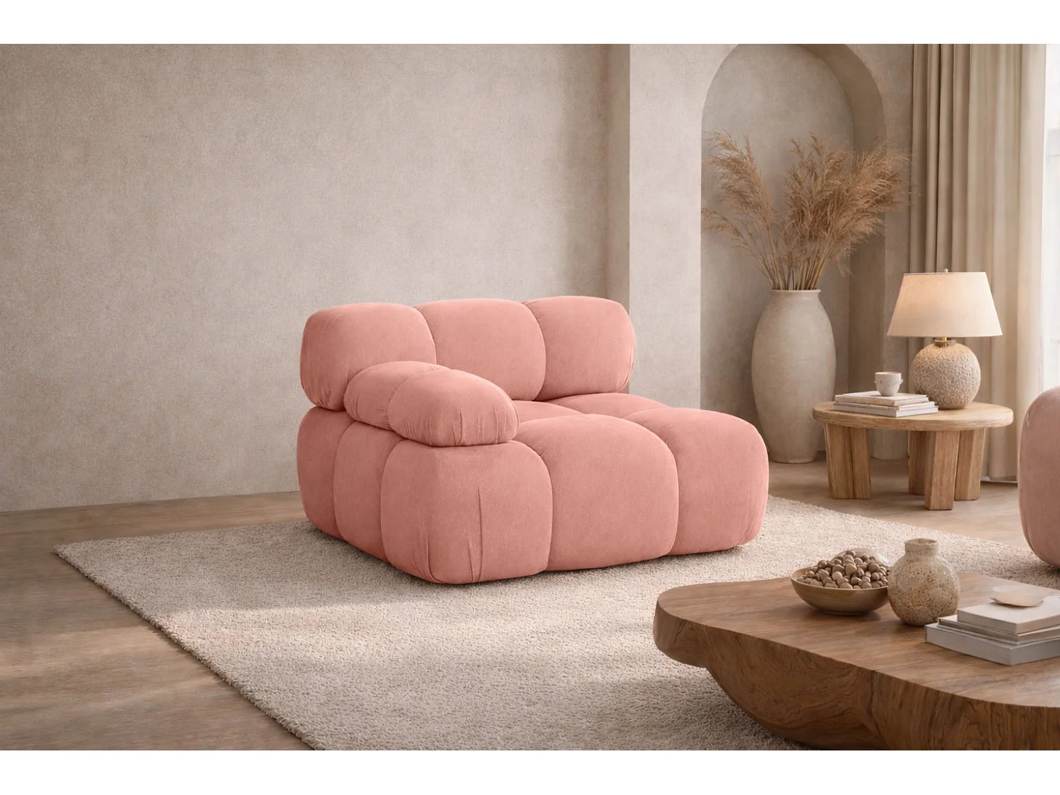 Modulo laterale per sistema modulare, tessuto Salvador, Rosa, Sinistra, Selia