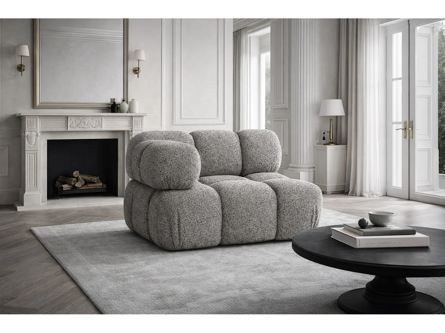 Hoekmodule modern voor modulair systeem, stof Abriamo, Bruin, Selia