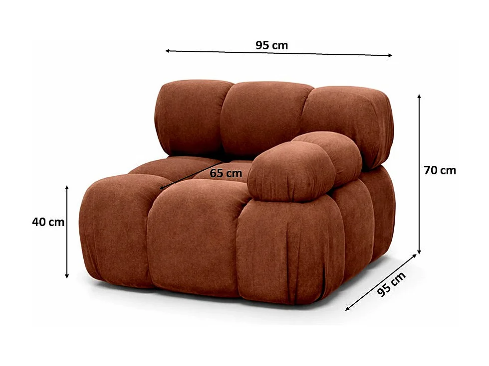 Modulo laterale per sistema modulare, tessuto Salvador, Marrone scuro, Destra, Selia