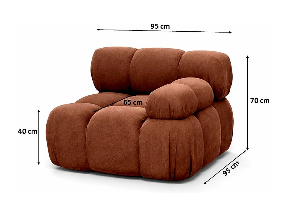Modulo laterale per sistema modulare, tessuto Salvador, Marrone scuro, Destra, Selia