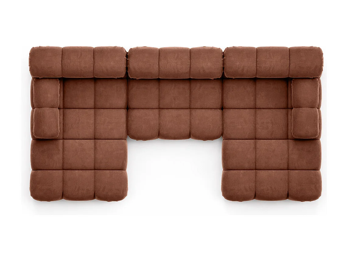 Divano angolare a U, tessuto velluto Salvador, Marrone scuro, Selia U