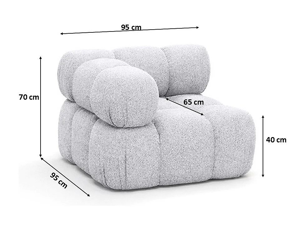 Hoekmodule modern voor modulair systeem, stof Abriamo, Lichtgrijs, Selia