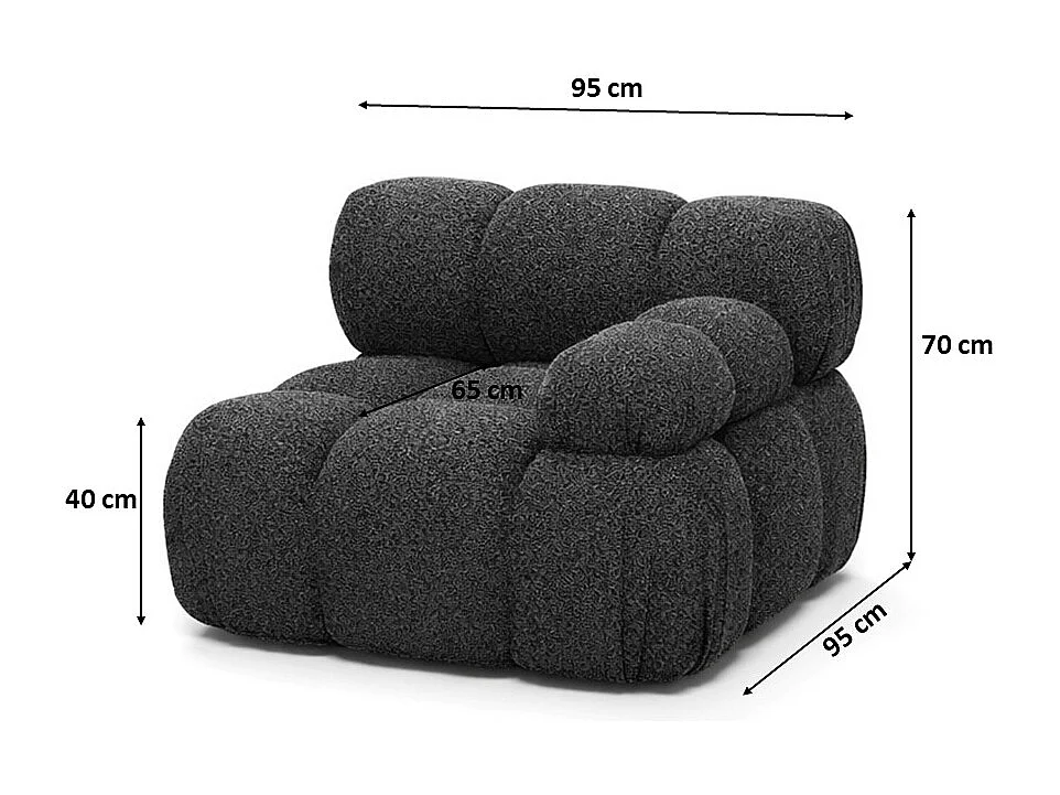 Module zijkant voor een modulair systeem, stof Abriamo, Grafiet, Rechts, Selia