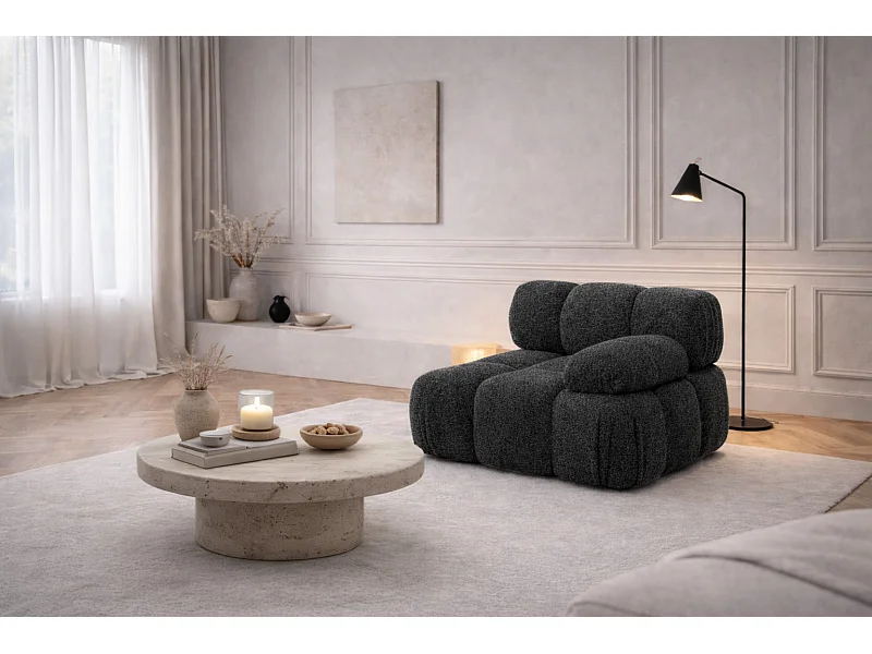 Modul seitlich für ein modulares System, Stoff Abriamo, Graphit, Rechts, Selia