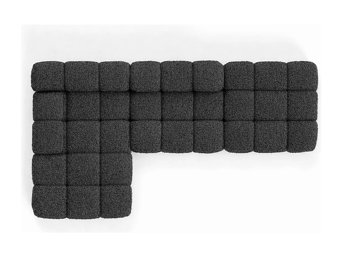 Ecksofa modular mit Hocker, Sofa L-Form, Bouclé-Stoff Abriamo, Graphit, Links, Selia