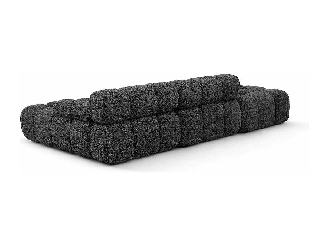 Ecksofa modular mit Hocker, Sofa L-Form, Bouclé-Stoff Abriamo, Graphit, Links, Selia