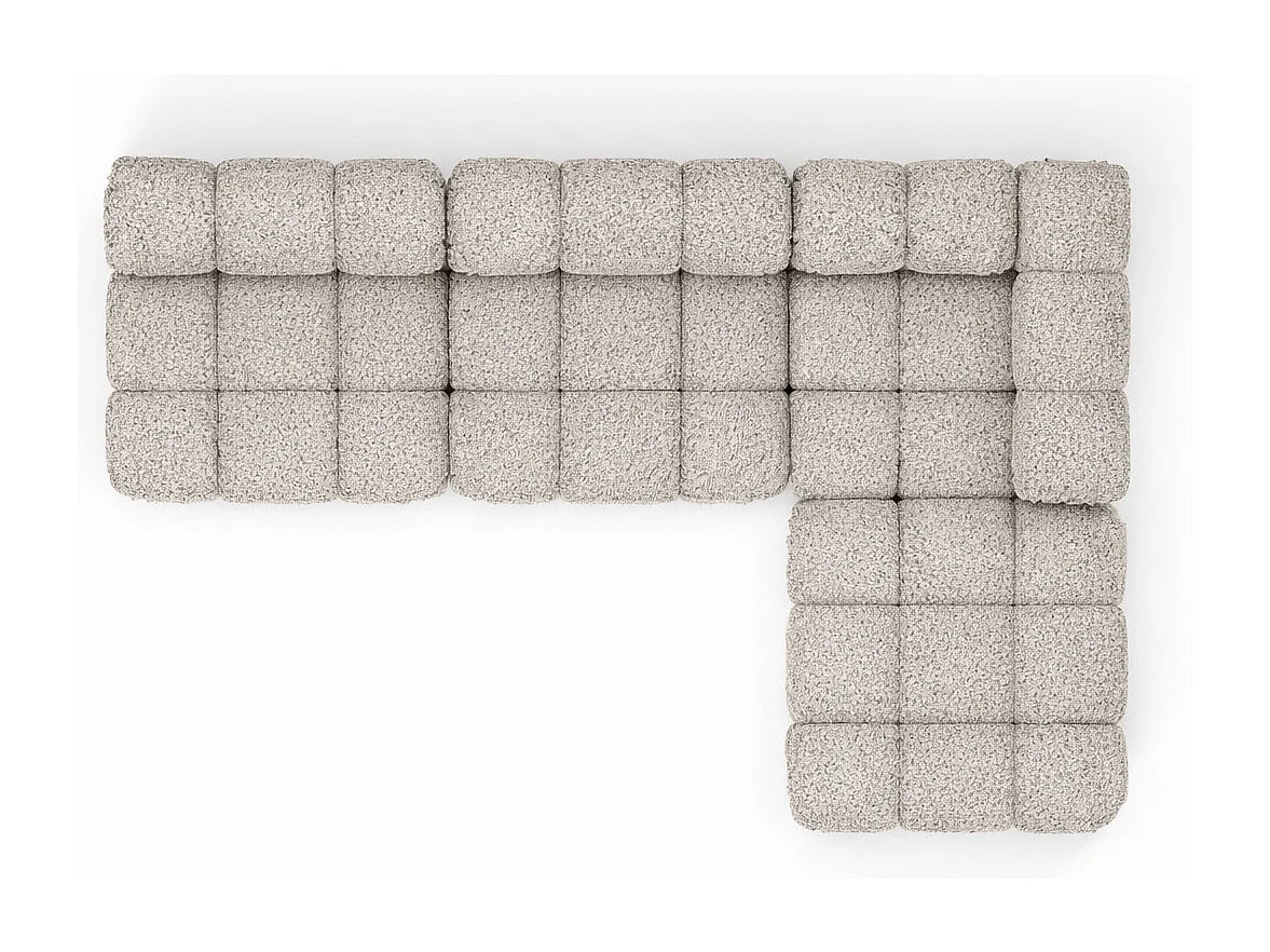 Ecksofa Modulare L-Form, Bouclé-Stoff Abriamo, Beige, Rechts, Selia