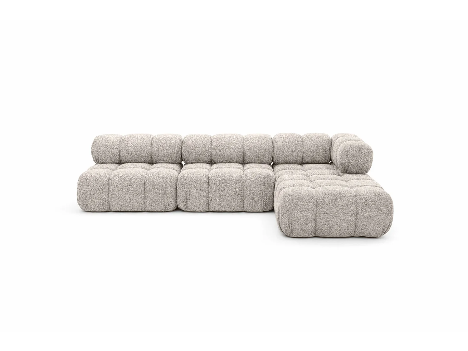 Canapé d’angle modulaire en L, tissu bouclé Abriamo, Beige, Droite, Selia