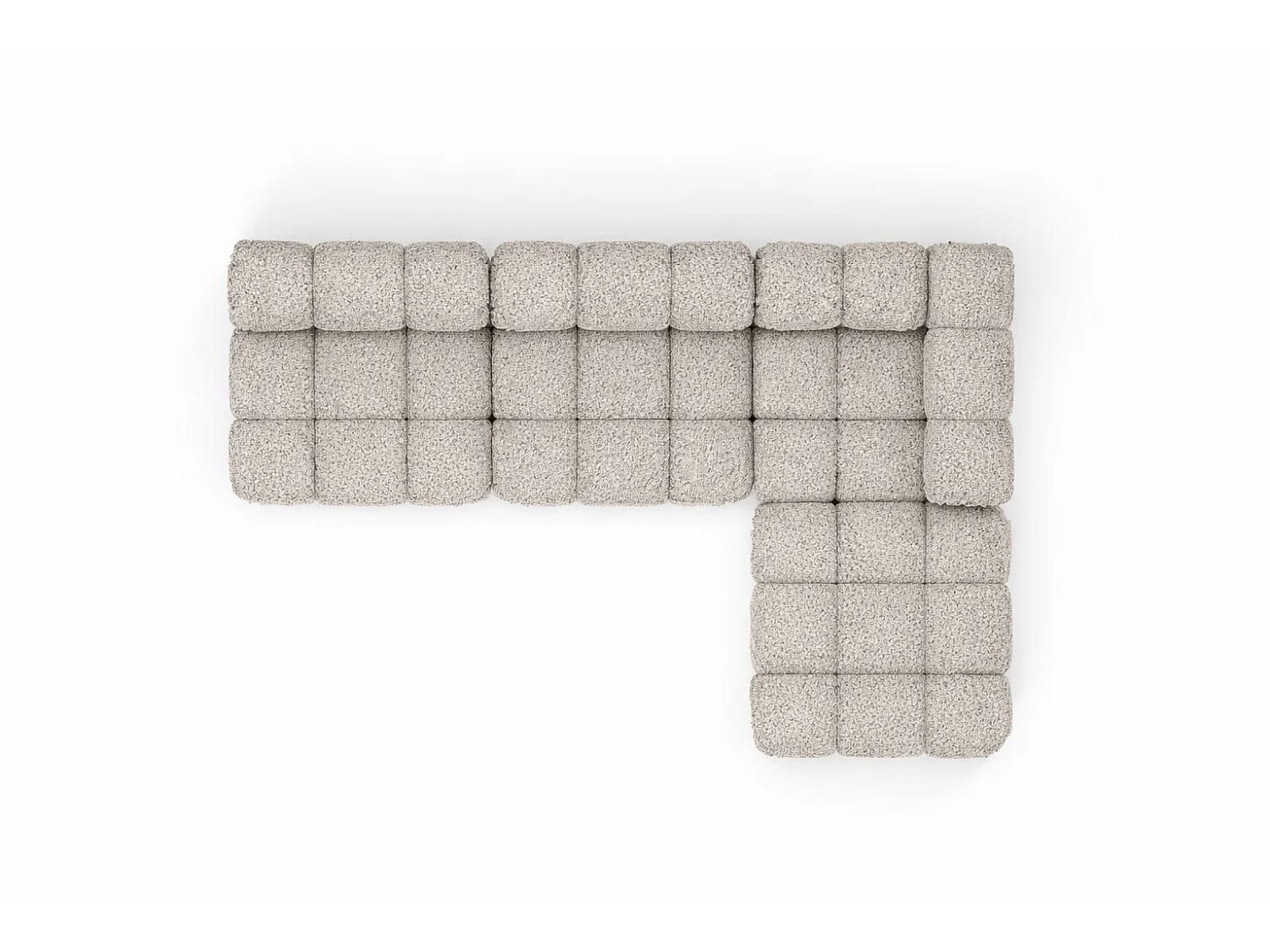 Canapé d’angle modulaire en L, tissu bouclé Abriamo, Beige, Droite, Selia