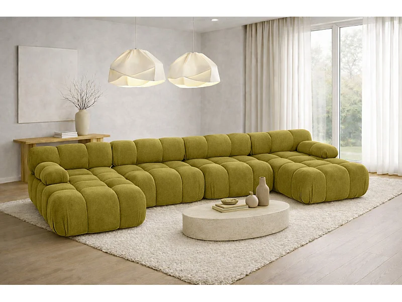 Narożnik modułowy w kształcie U XL, tkanina welur Salvador, Oliwkowy, Selia U XL