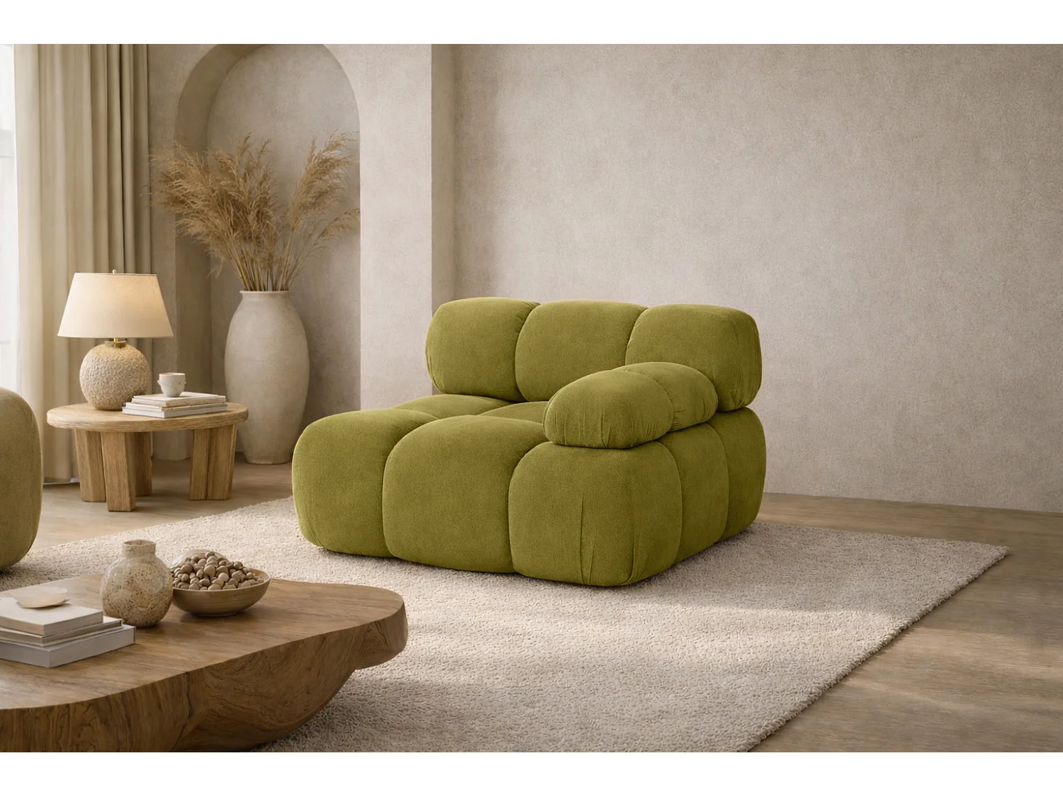 Modulo laterale per sistema modulare, tessuto Salvador, Oliva, Destra, Selia