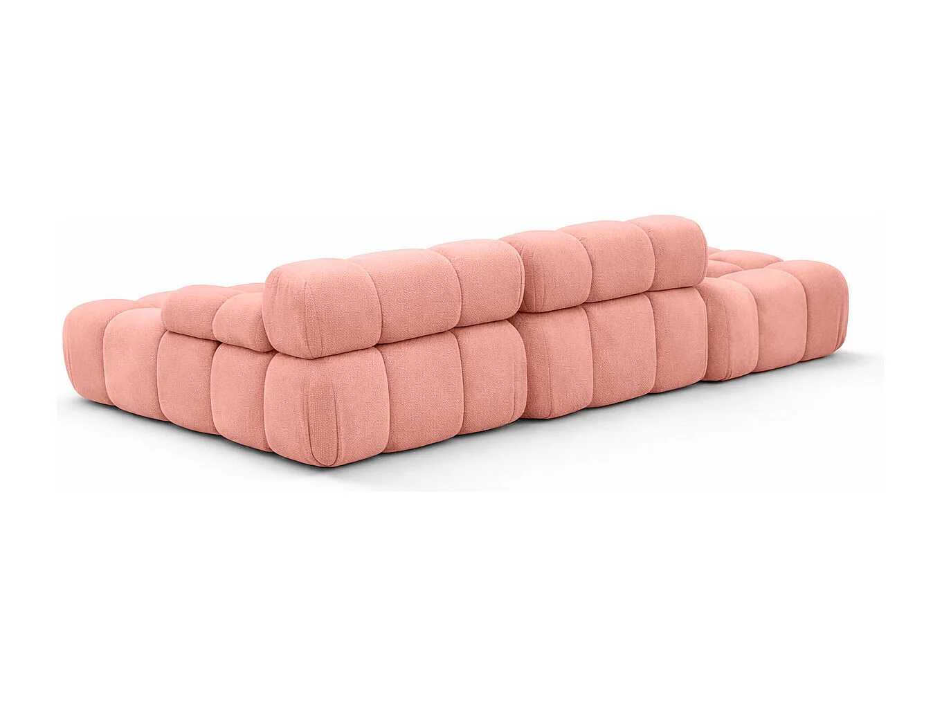 Hoekbank modulair met hocker, bank in L-vorm, veloursstof Salvador, roze, links, Selia