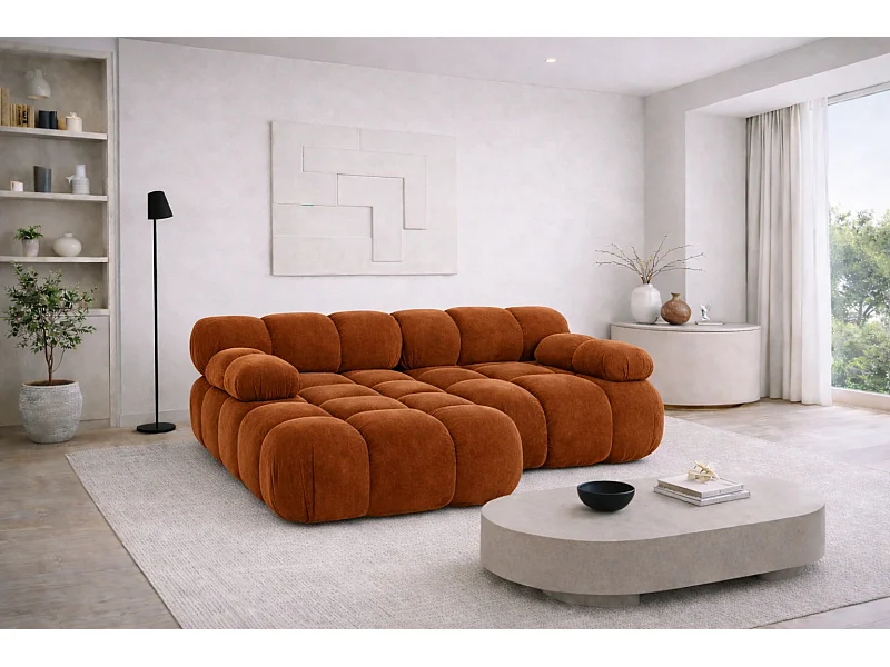 Ecksofa L-form Mini modular, Veloursstoff Salvador, Dunkelbraun, Links, Selia