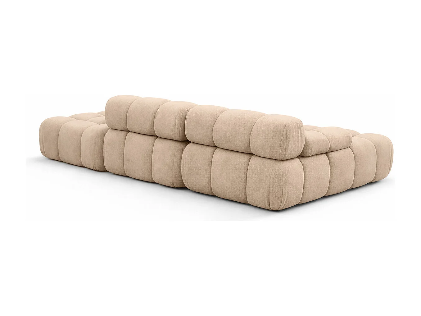 Ecksofa modular mit Hocker, Sofa L-Form, Veloursstoff Salvador, Beige, Rechts, Selia