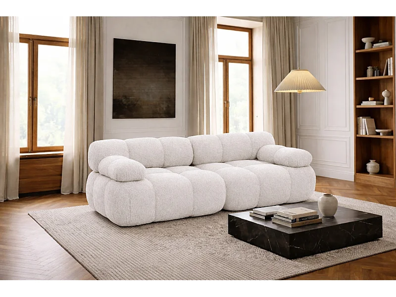 Sofa modułowa dwuosobowa, tkanina bukla Abriamo, Ecru, Selia