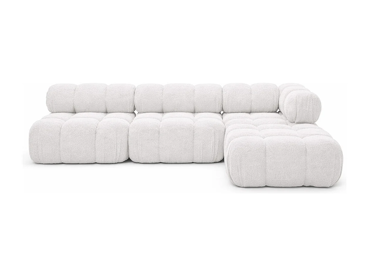 Ecksofa Modulare L-Form, Bouclé-Stoff Abriamo, Ecru, Rechts, Selia
