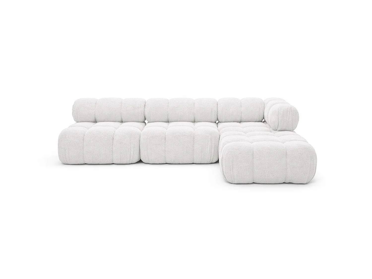 Canapé d’angle modulaire en L, tissu bouclé Abriamo, Écru, Droite, Selia