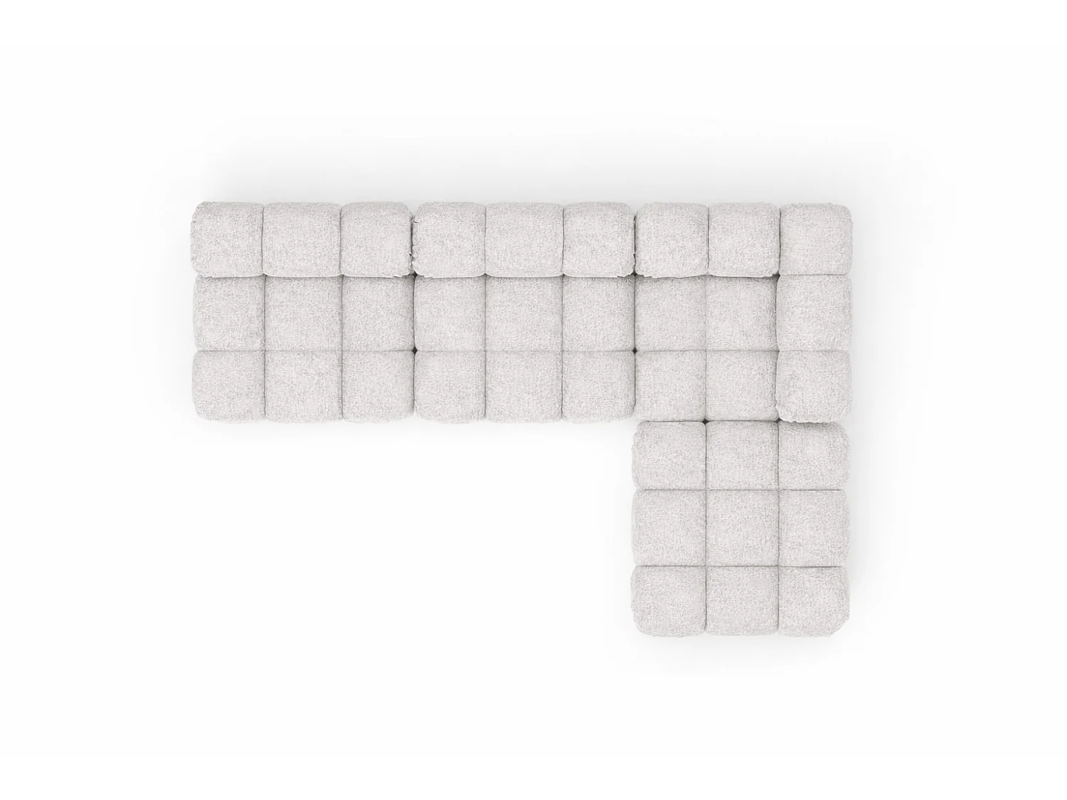 Canapé d’angle modulaire en L, tissu bouclé Abriamo, Écru, Droite, Selia