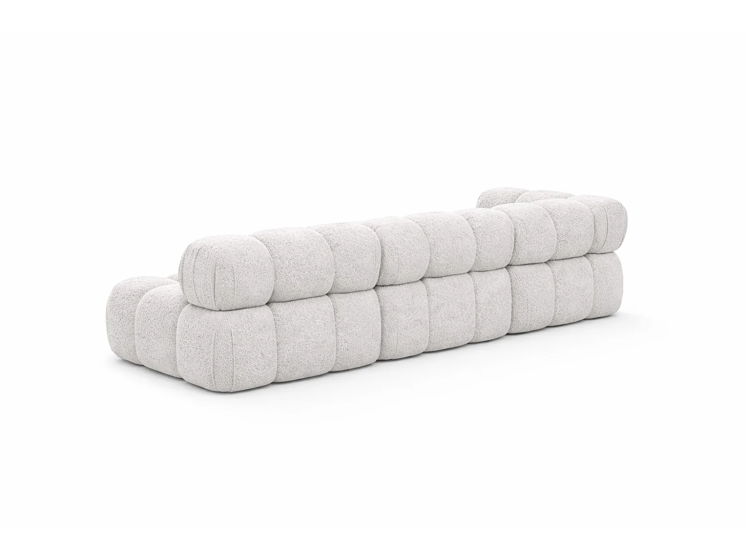 Canapé d’angle modulaire en L, tissu bouclé Abriamo, Écru, Droite, Selia
