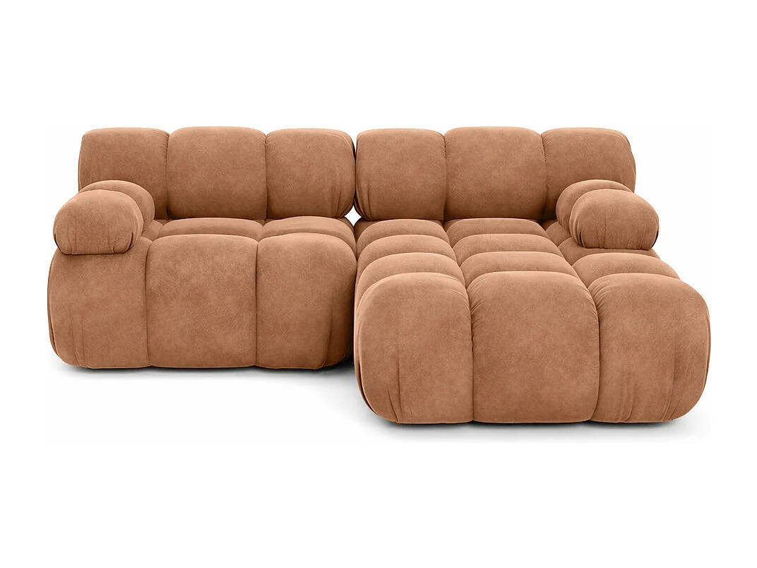 Ecksofa L-form Mini modular, Veloursstoff Salvador, Dunkelbeige, Rechts, Selia