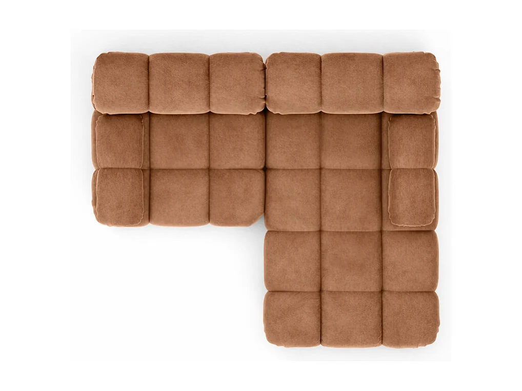 Ecksofa L-form Mini modular, Veloursstoff Salvador, Dunkelbeige, Rechts, Selia