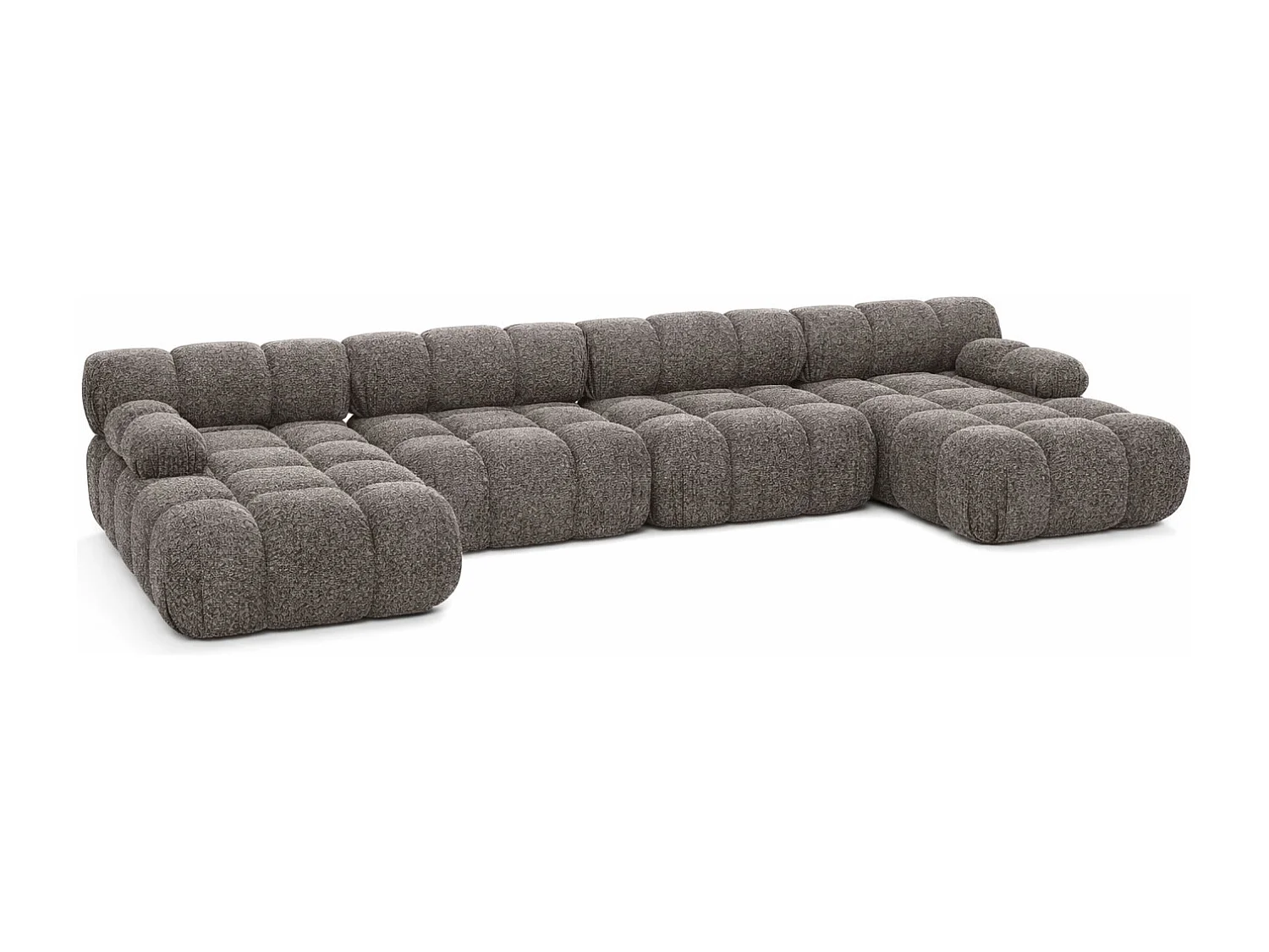 Narożnik modułowy w kształcie U XL, tkanina bukla Abriamo, Brązowy, Selia U XL