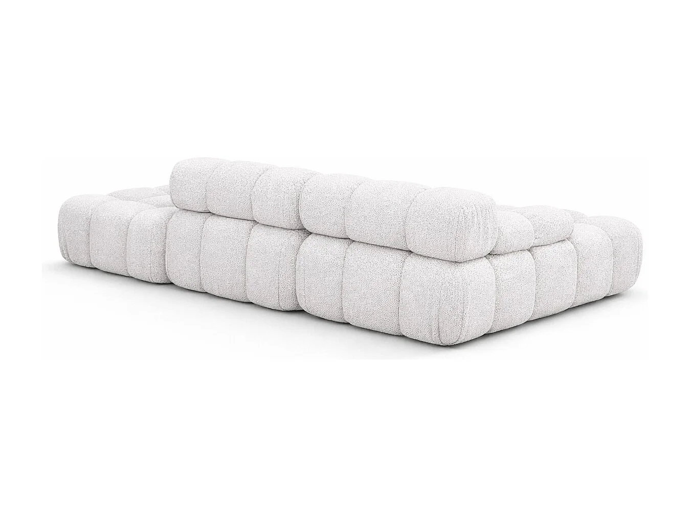 Ecksofa modular mit Hocker, Sofa L-Form, Bouclé-Stoff Abriamo, Ecru, Rechts, Selia