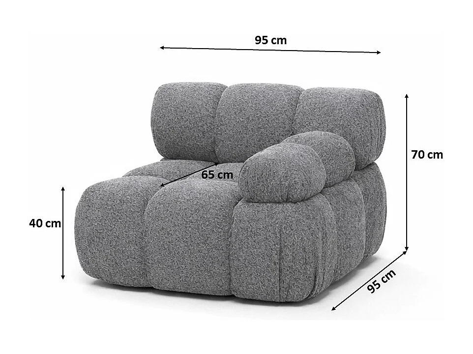 Module zijkant voor een modulair systeem, stof Abriamo, Donkergrijs, Rechts, Selia