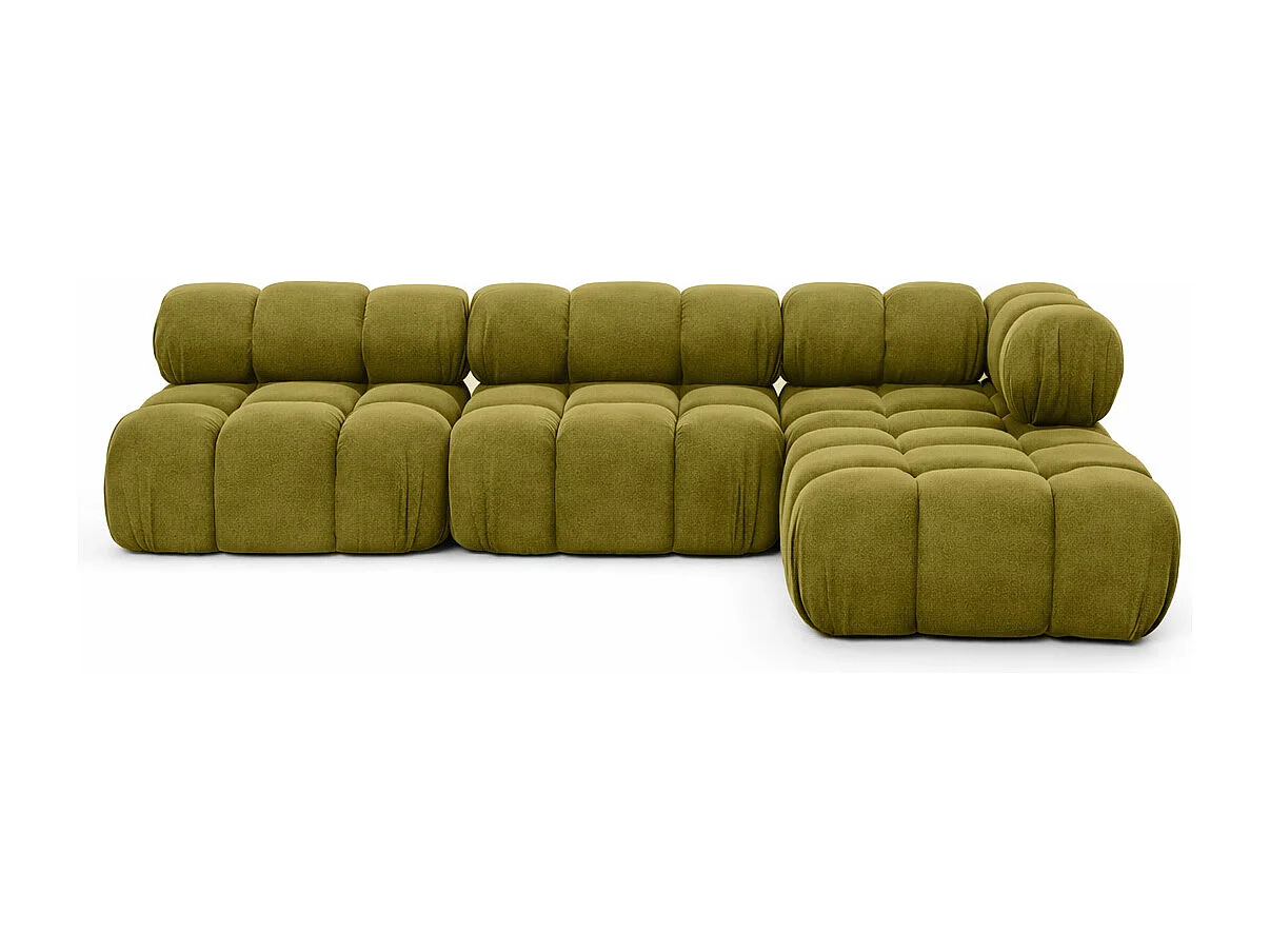 Ecksofa Modulare L-Form, Veloursstoff Salvador, Olive, Rechts, Selia